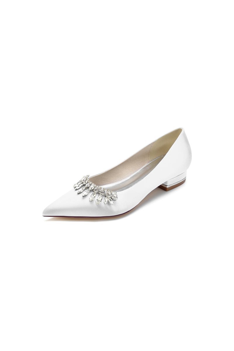 Rhinestone Cocktail Pointed Toe Flats - BOLODOO