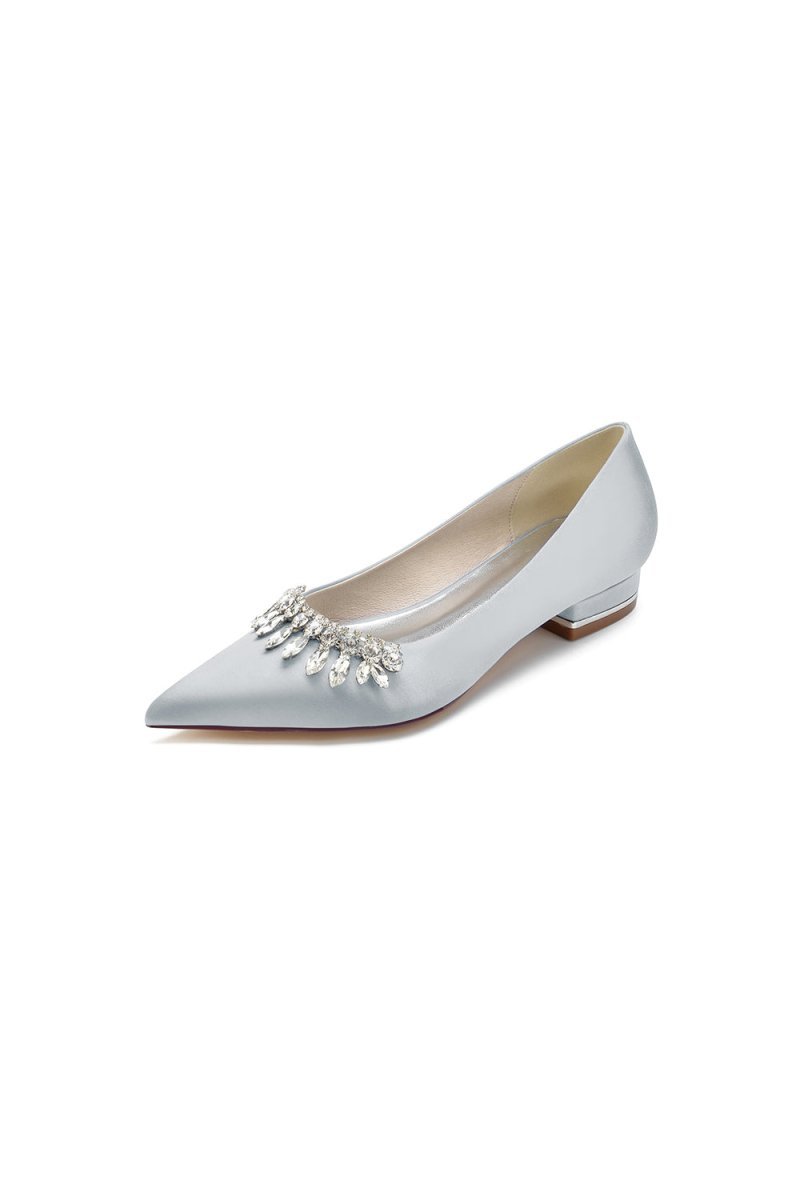 Rhinestone Cocktail Pointed Toe Flats - BOLODOO