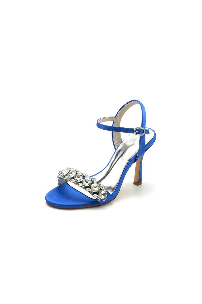 Rhinestone Open Toe Stiletto Heels - BOLODOO