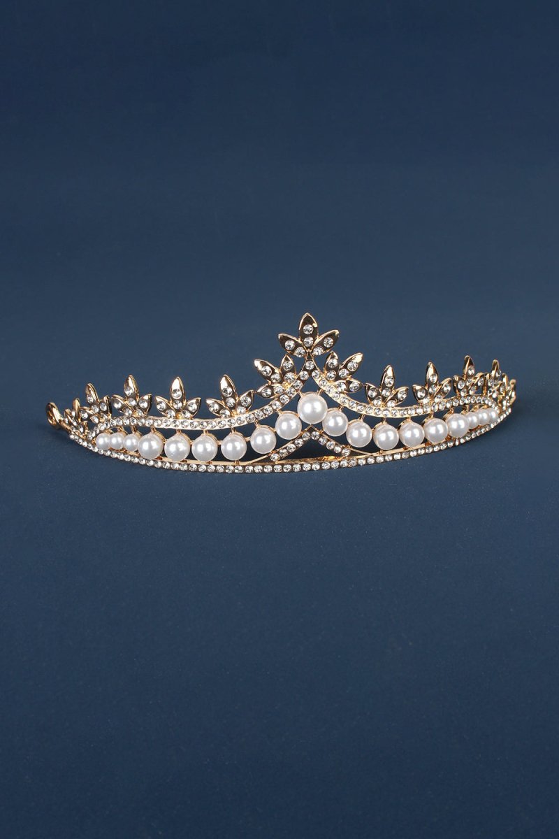 Rhinestone Pearl Wedding Tiara - BOLODOO
