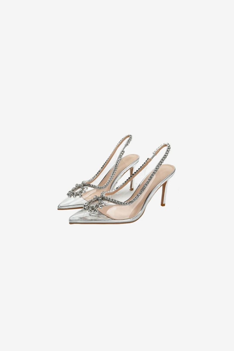Rhinestone Pink Pointed Toe Stiletto Sandals - BOLODOO