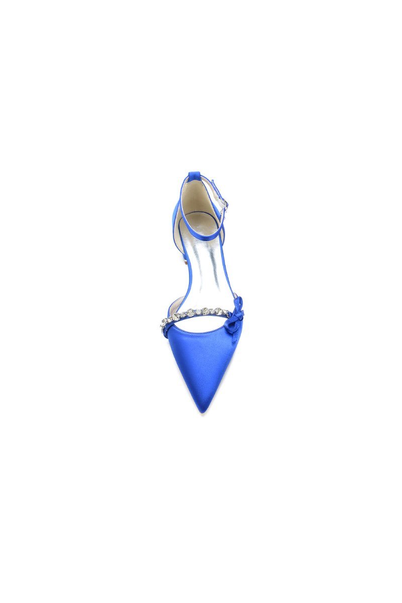 Rhinestone Pointed Toe Kitten Heels With Bow