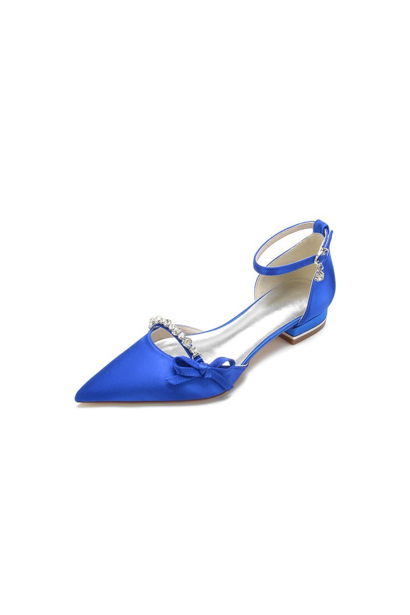 Rhinestone Pointed Toe Kitten Heels With Bow - BOLODOO