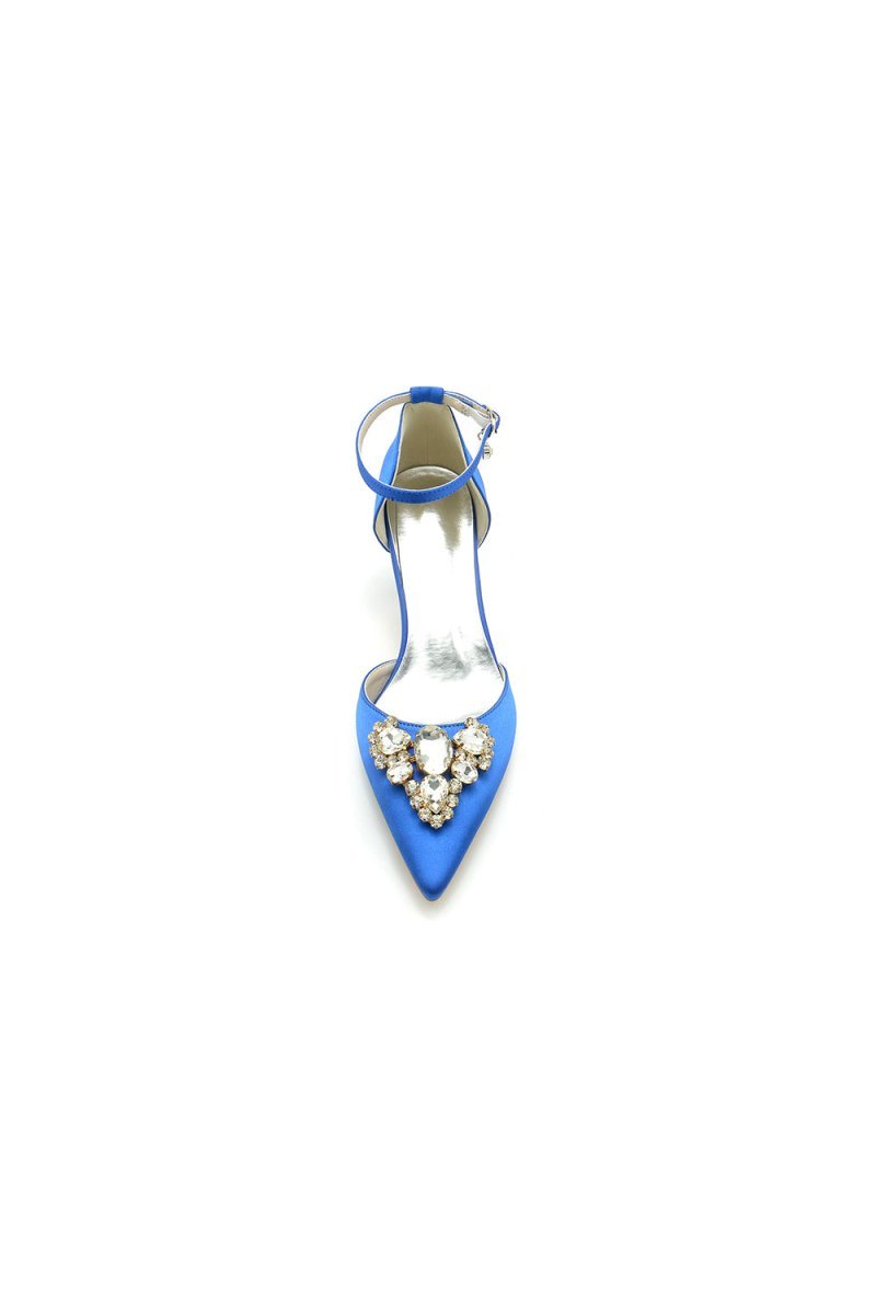 Rhinestone Pointed Toe Kitten Heels With Rhinestone