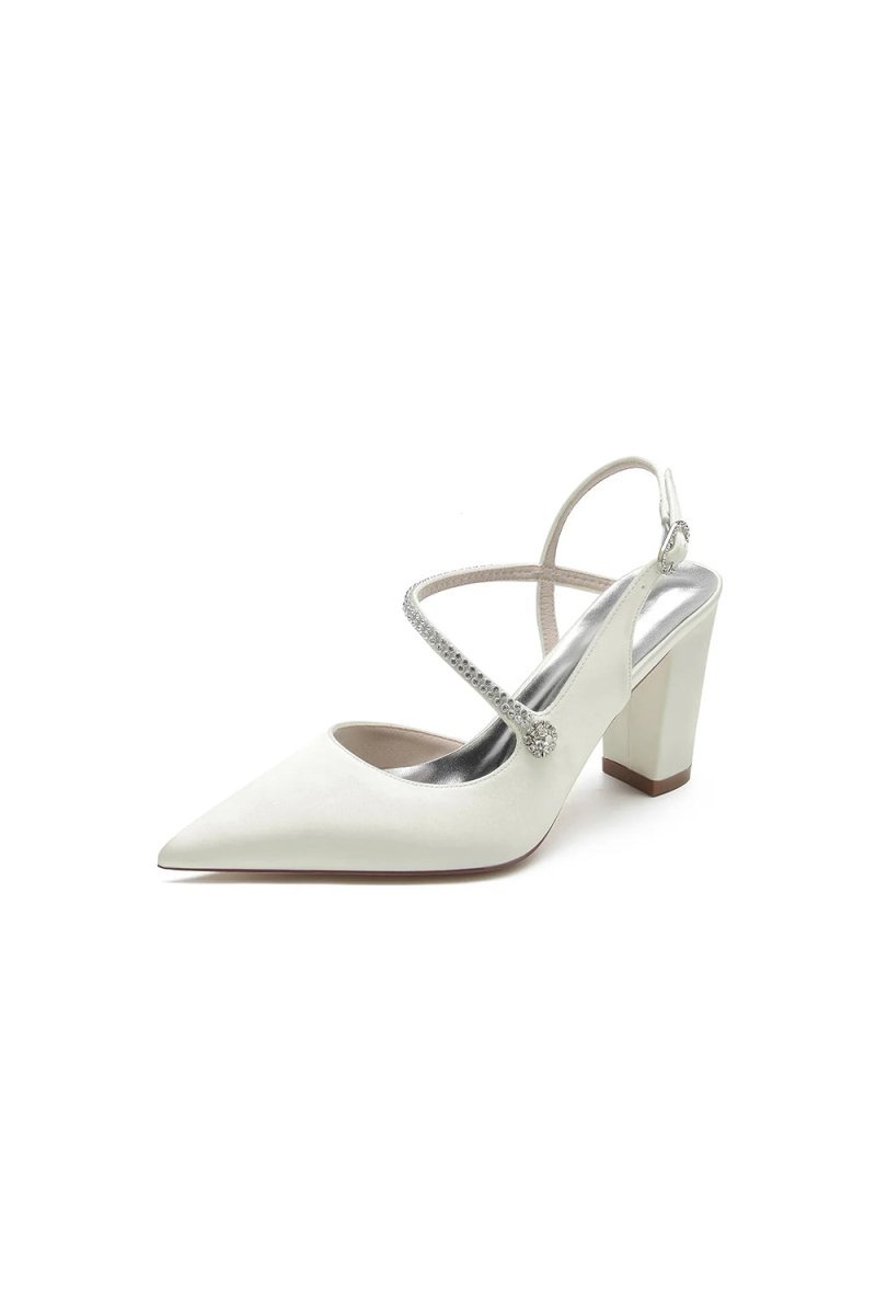 Rhinestone Strap Block Heel Sandals - BOLODOO