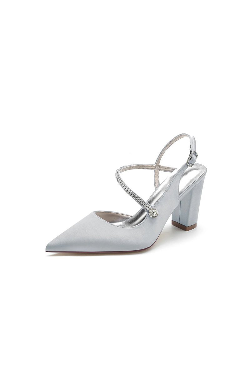 Rhinestone Strap Block Heel Sandals - BOLODOO