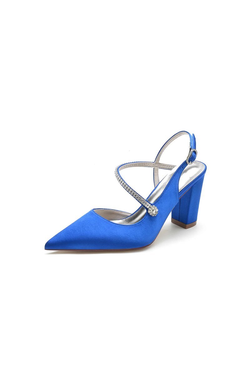 Rhinestone Strap Block Heel Sandals - BOLODOO