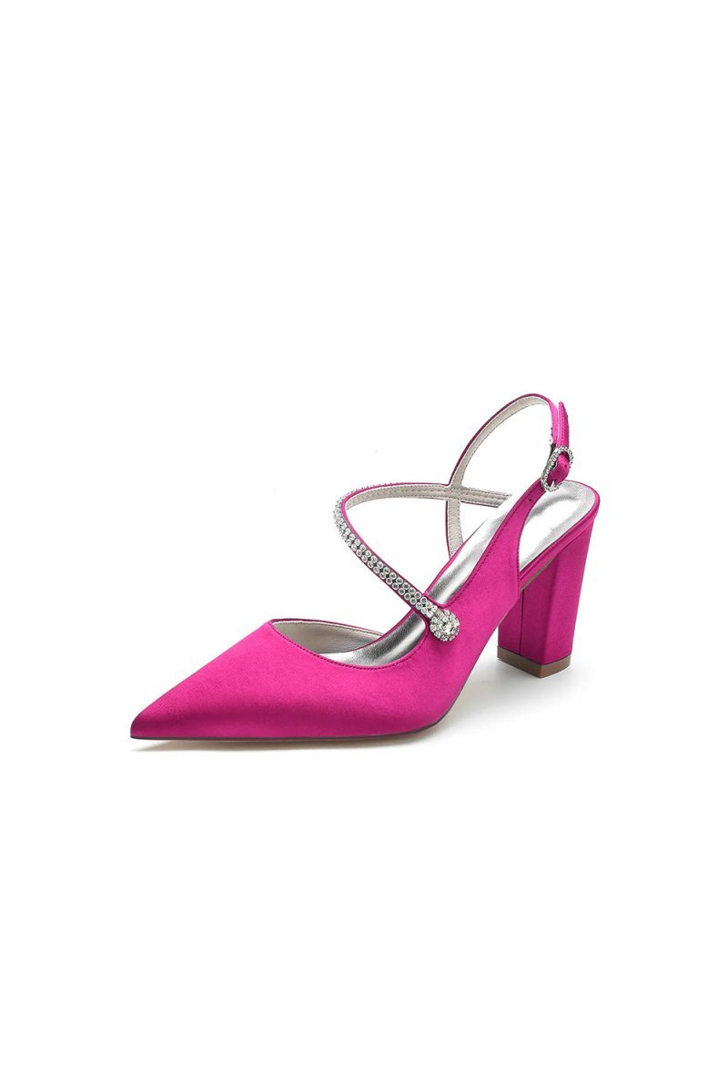 Rhinestone Strap Block Heel Sandals - BOLODOO