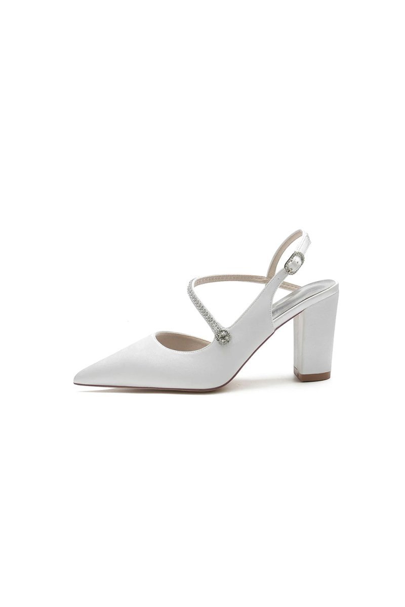 Rhinestone Strap Block Heel Sandals - BOLODOO