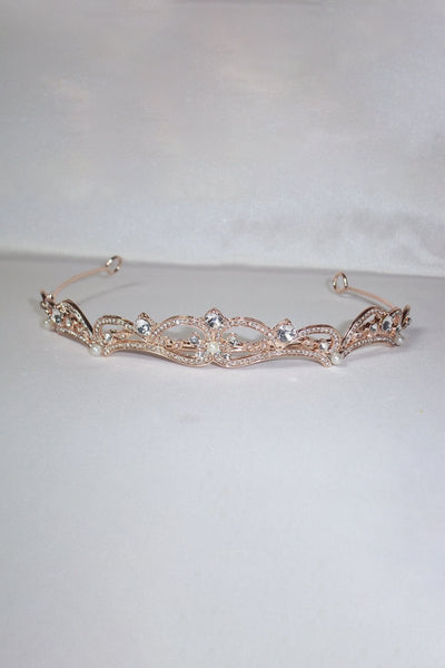 Gold Rhinestone Pearl Wedding Tiara - BOLODOO