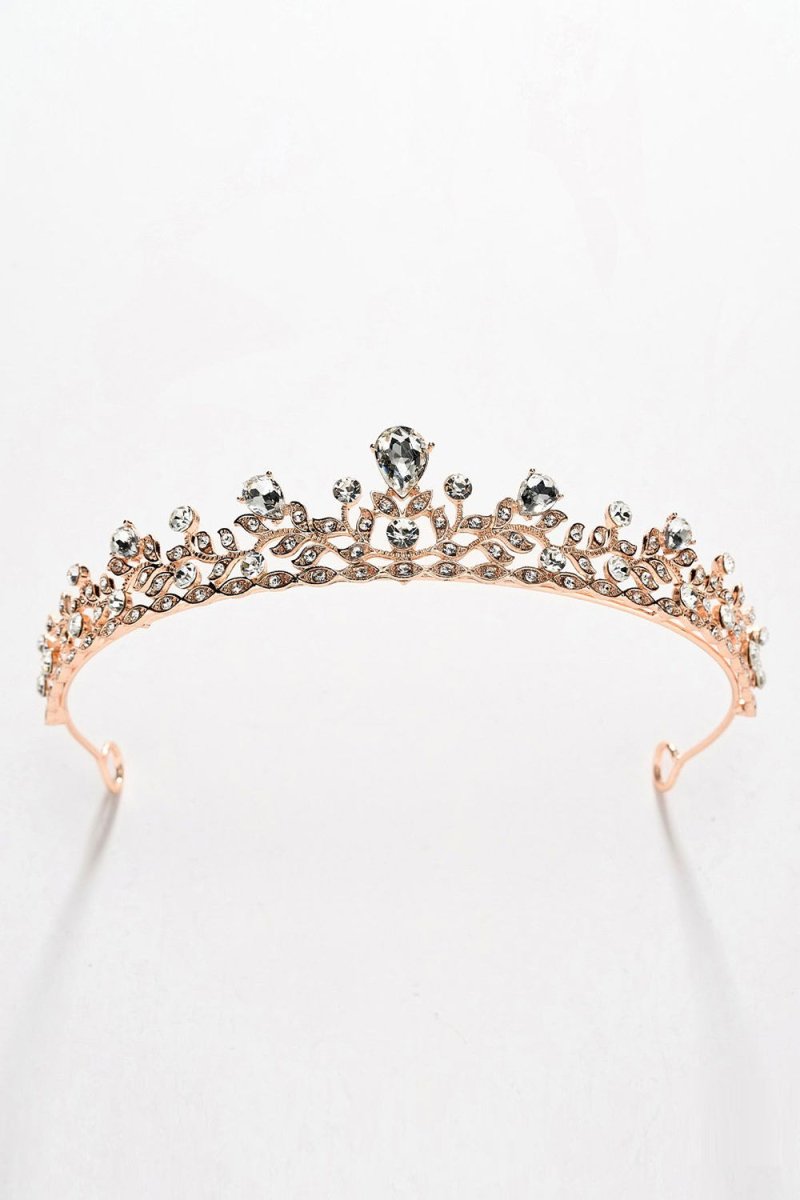 Rose Gold Rhinestone Tiara - BOLODOO