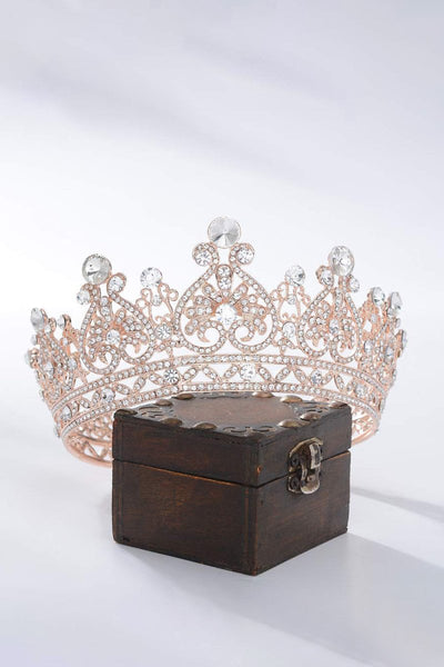 Rose Gold Sparkly Crystal Bridal Crown