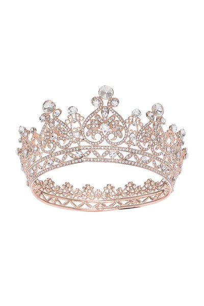 Rose Gold Sparkly Crystal Bridal Crown - BOLODOO
