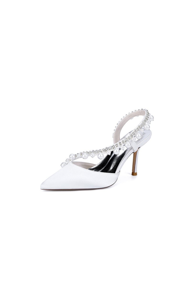 Royal Blue High Heels with Pearl and Crystal Embellishments Description - BOLODOO