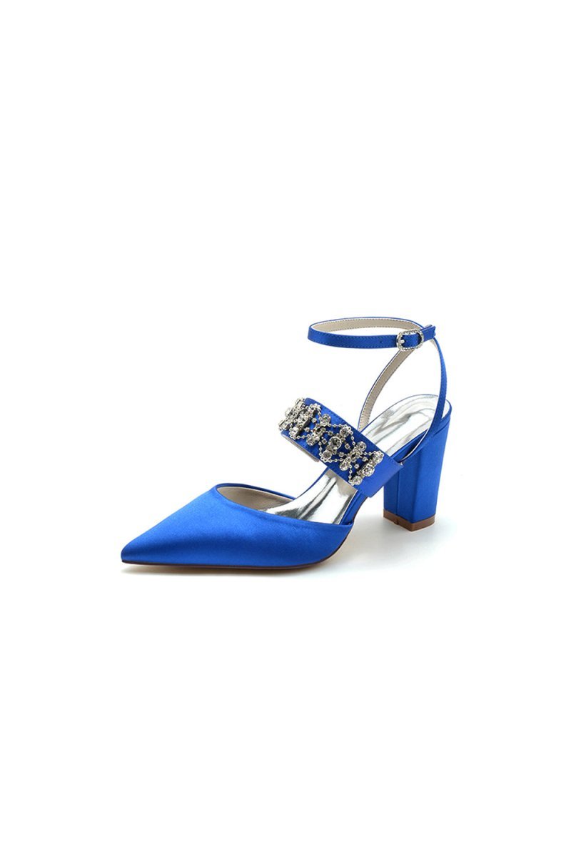 Black Satin Pump with Sparkling Silver Accent - BOLODOO