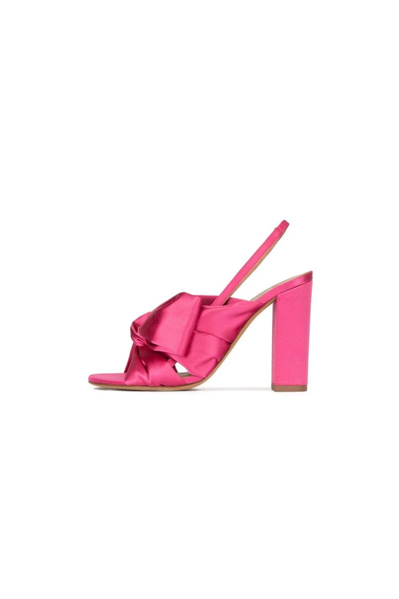 Satin Peep Toe Chunky Heel Outdoor Shoes With Bow - Knot - BOLODOO