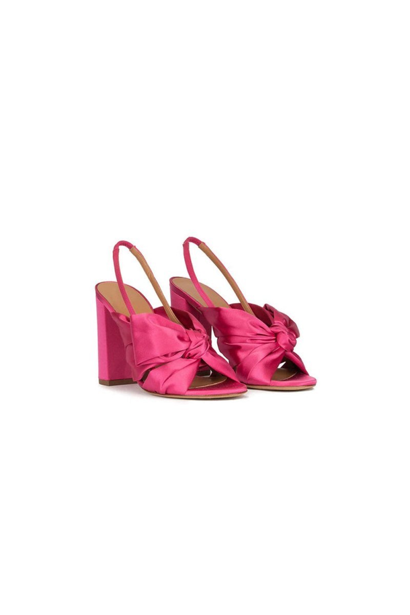 Satin Peep Toe Chunky Heel Outdoor Shoes With Bow-Knot