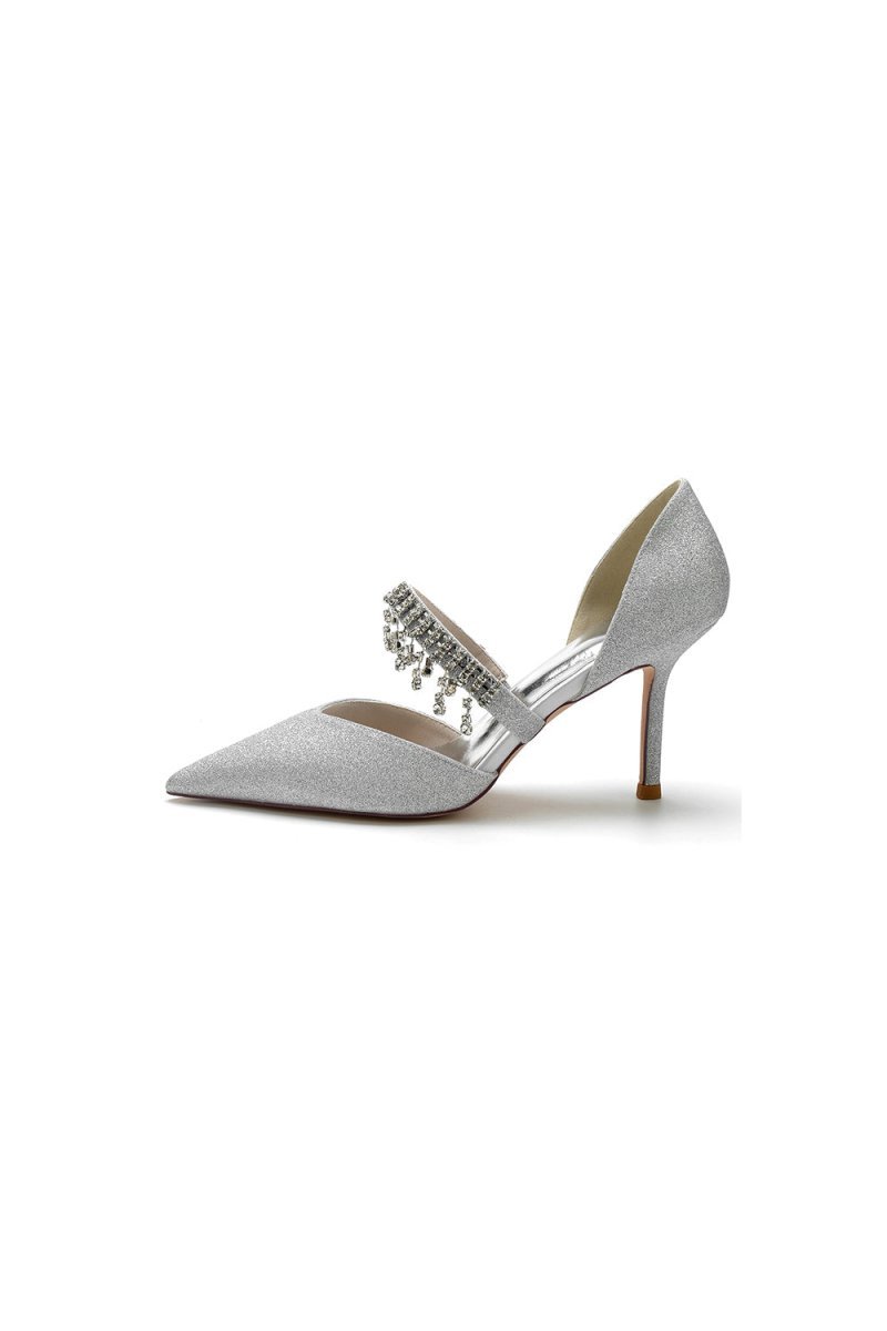 Sequin Crystal Strap Pointed Toe High Heels