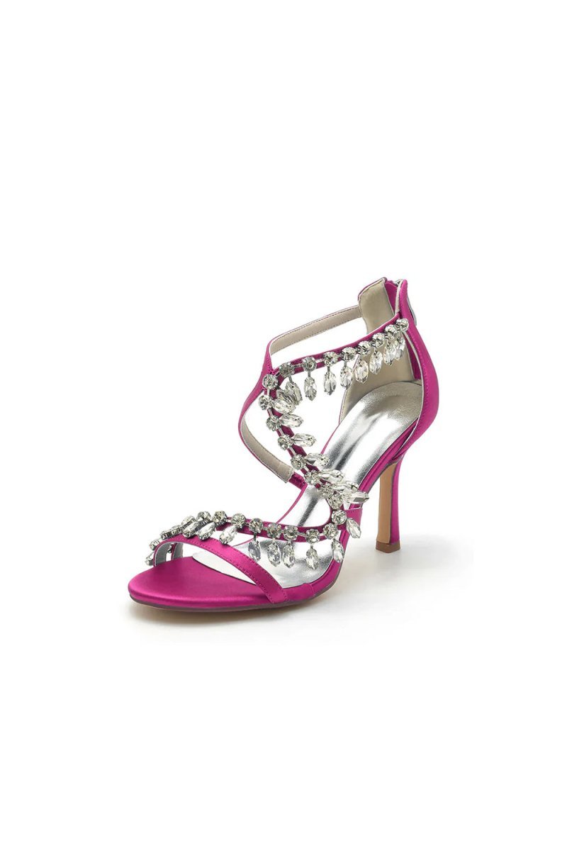 Sexy Crystal Beaded Thin Strap High Heels - BOLODOO