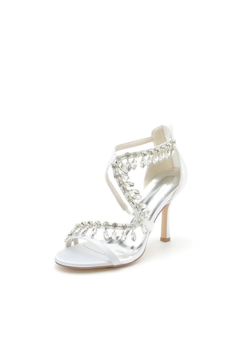 Sexy Crystal Beaded Thin Strap High Heels - BOLODOO