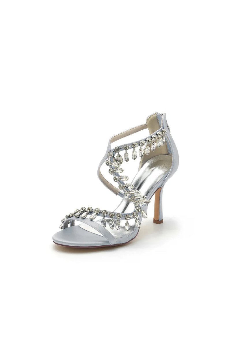 Sexy Crystal Beaded Thin Strap High Heels - BOLODOO