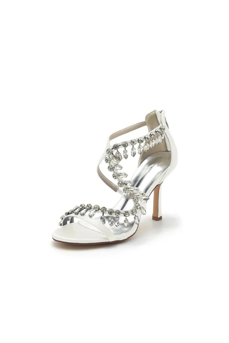 Sexy Crystal Beaded Thin Strap High Heels - BOLODOO
