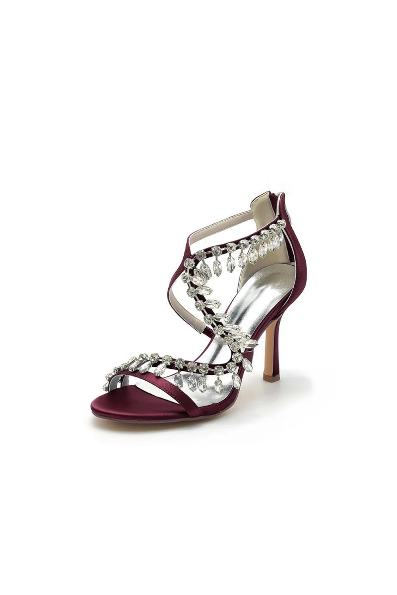 Sexy Crystal Beaded Thin Strap High Heels - BOLODOO