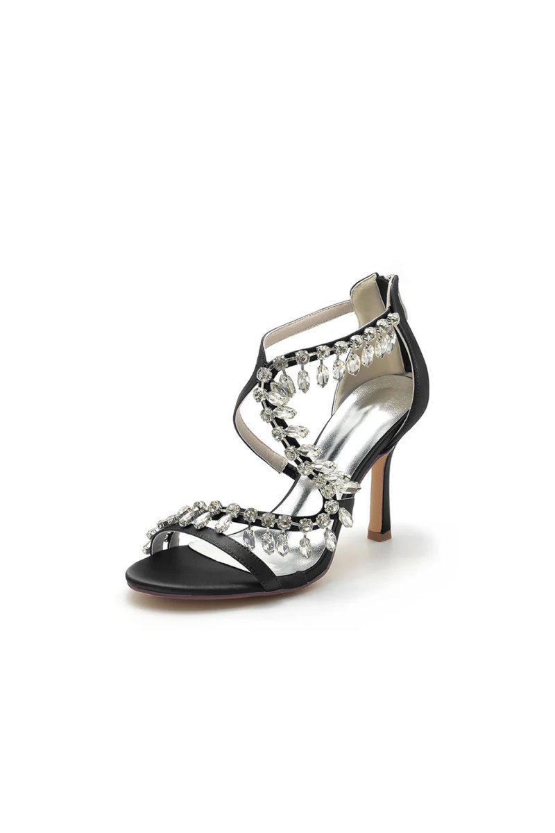Sexy Crystal Beaded Thin Strap High Heels - BOLODOO