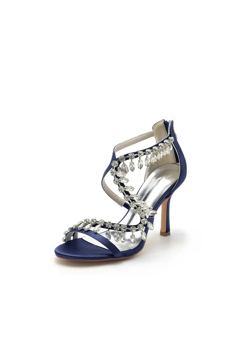Sexy Crystal Beaded Thin Strap High Heels - BOLODOO