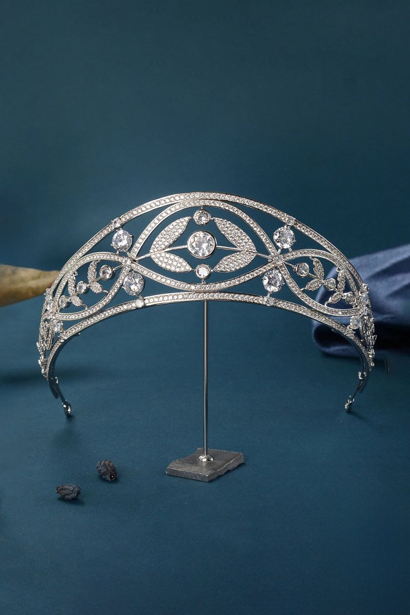 Silver Crystal Laurel Leaf Tiara - BOLODOO