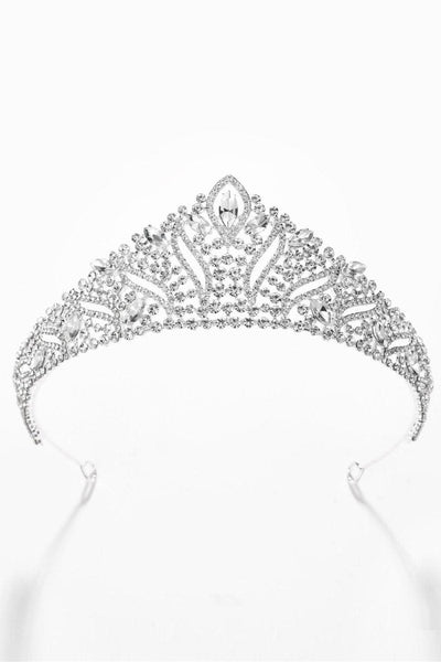 Silver Crystal Rhinestone Tiara Wedding - BOLODOO