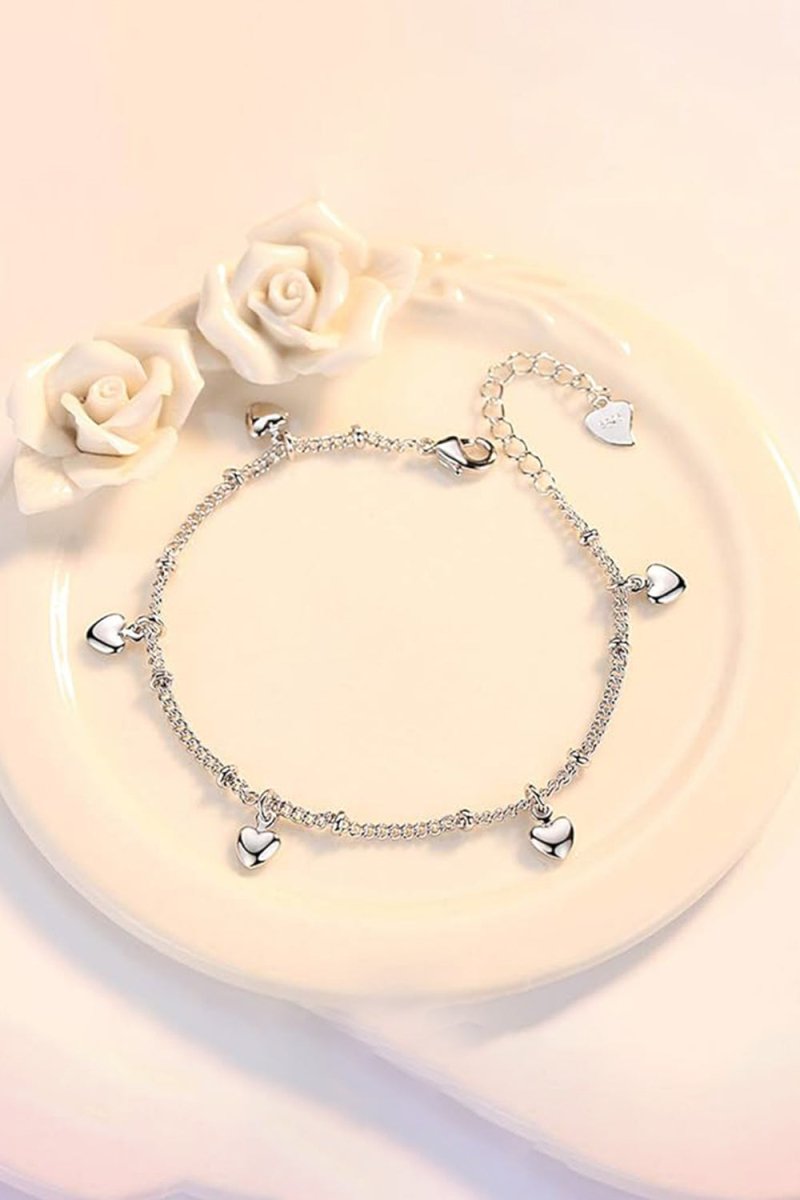 Silver Love Heart Pendant Bracelets - BOLODOO
