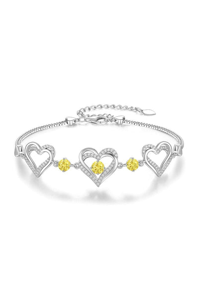 Silver Love Heart Link Birthstone Bracelets - BOLODOO