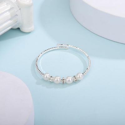 Gold Open Pearl Rhinestone Bracelets