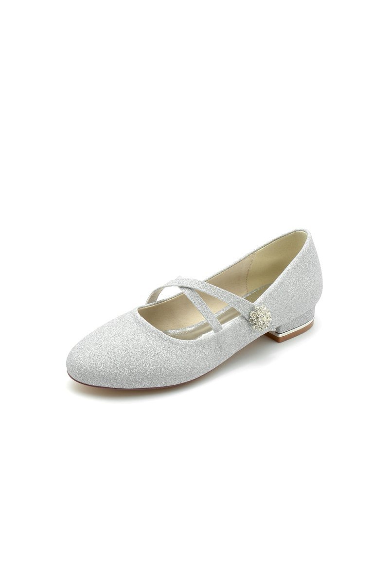 White Pointed Toe Wedding Flats - BOLODOO