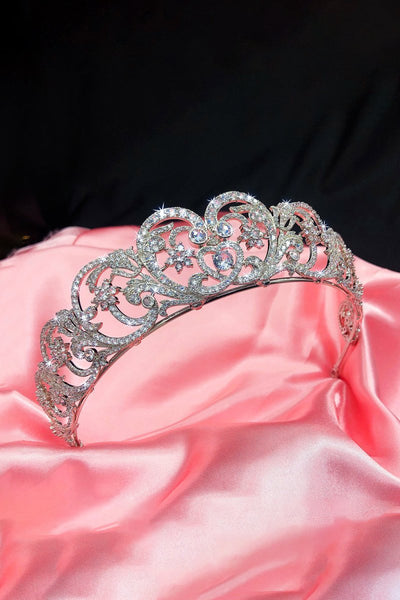 Silver Rheinstone Rhodium plated Princess Tiara - BOLODOO