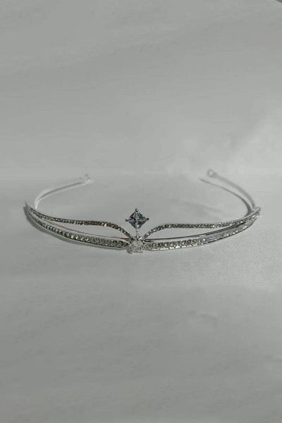 Silver Rhinestone Pearl Wedding Tiara - BOLODOO