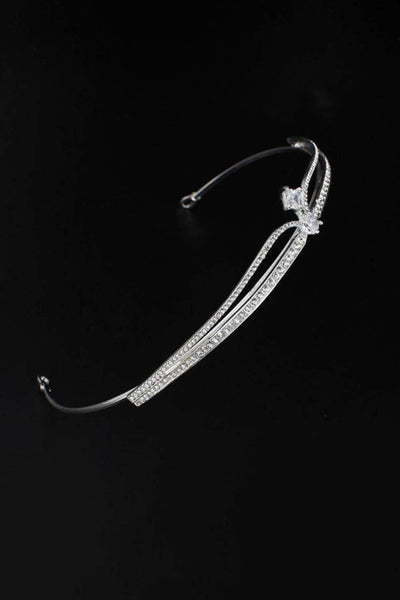 Silver Rhinestone Pearl Wedding Tiara