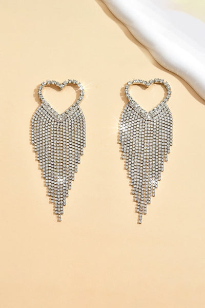 Silver Rhinestone Tassel Earrings Sparkly