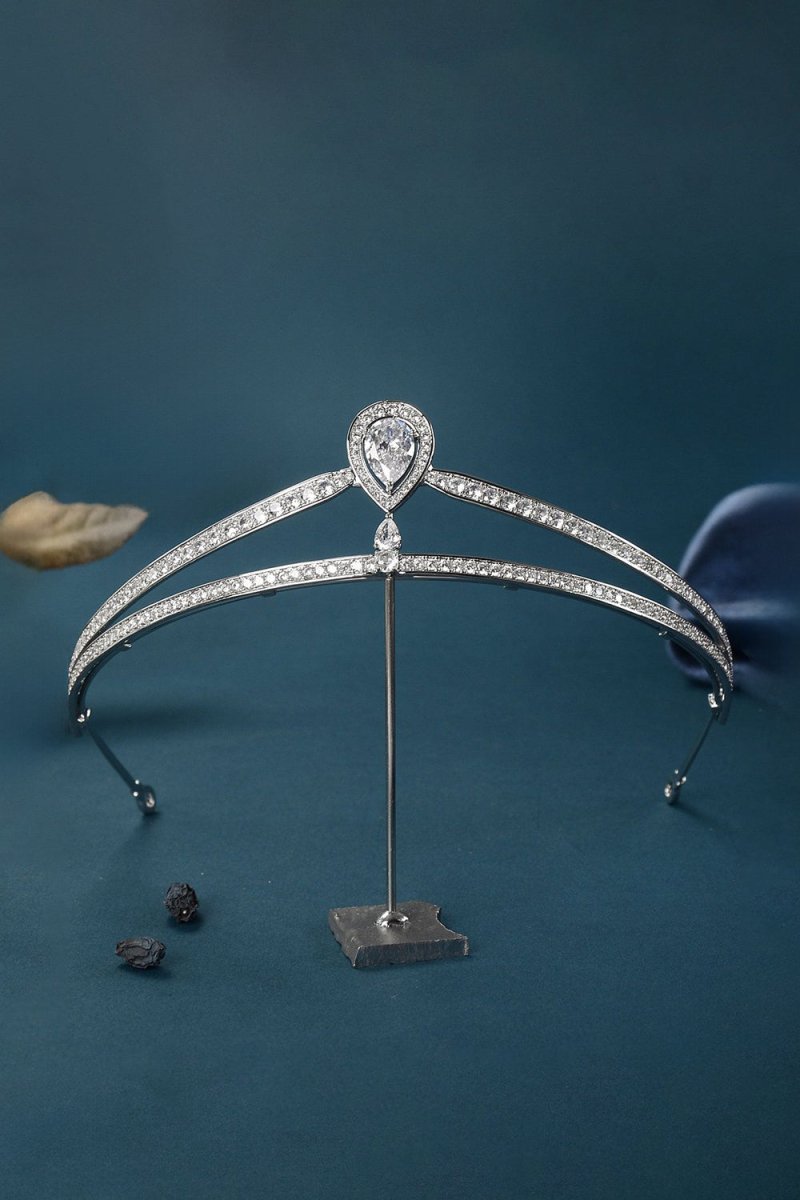 Silver Teardrop Zircon Tiaras - BOLODOO