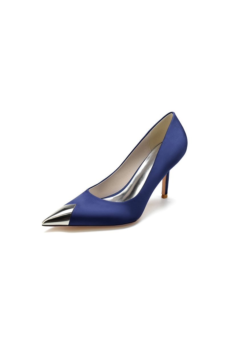 Simple Cocktail Metallic Pointed Toe High Heels - BOLODOO