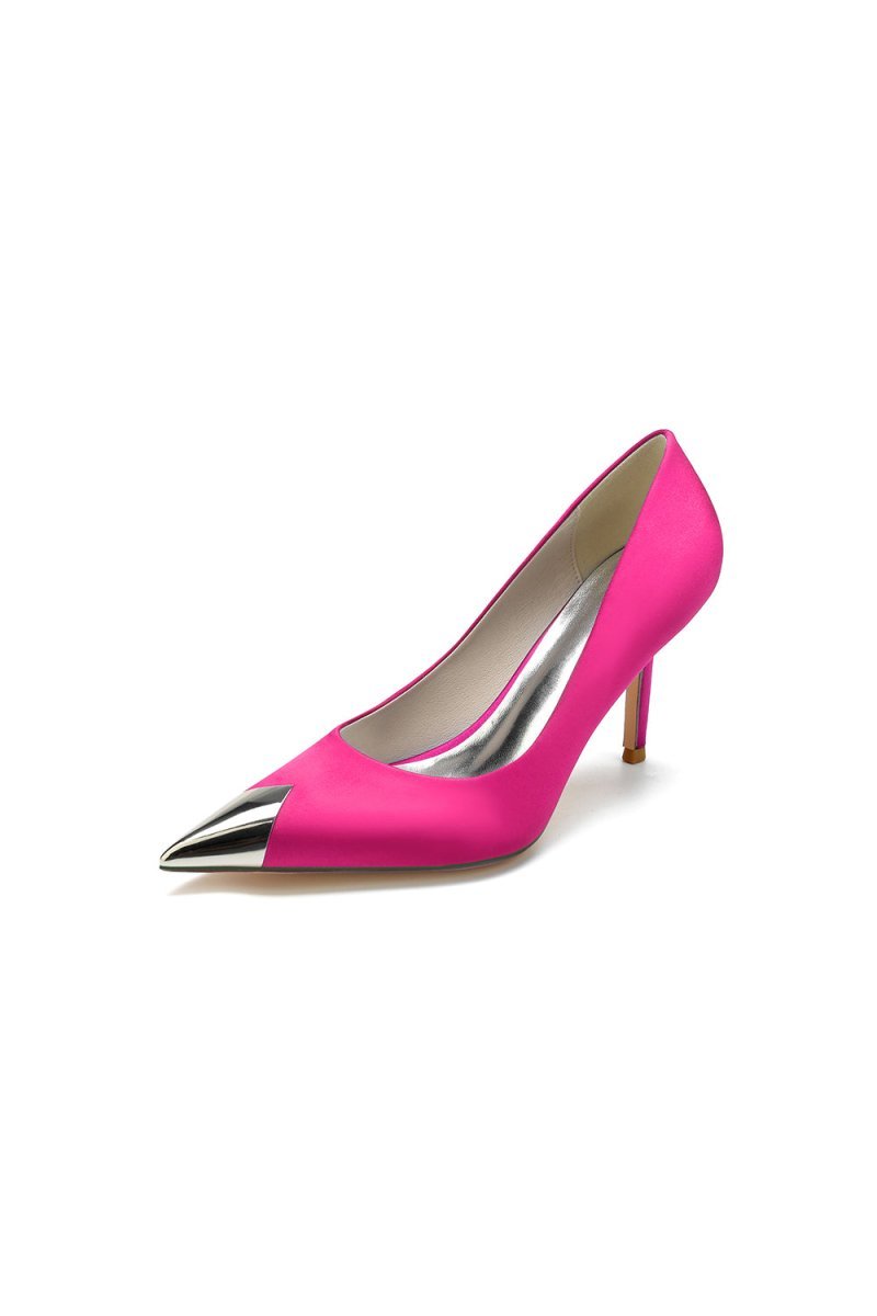 Simple Cocktail Metallic Pointed Toe High Heels - BOLODOO