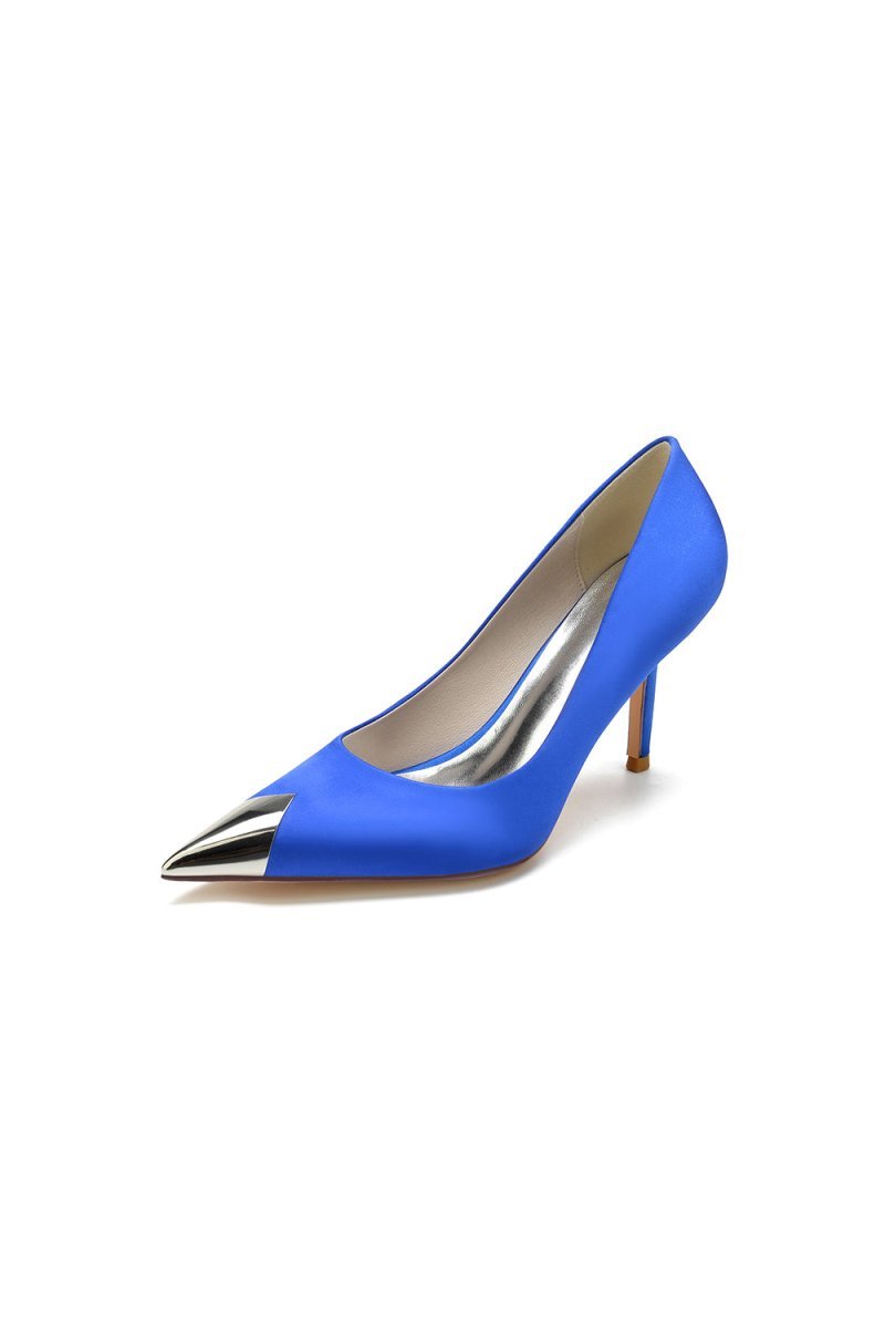 Simple Cocktail Metallic Pointed Toe High Heels - BOLODOO