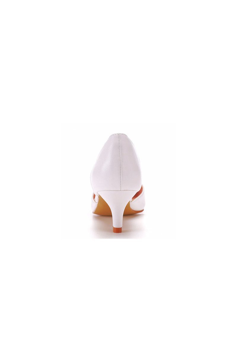 Simple Elegant Mid Cutout Two-Piece Slip on Pointed Toe Kitten Heels