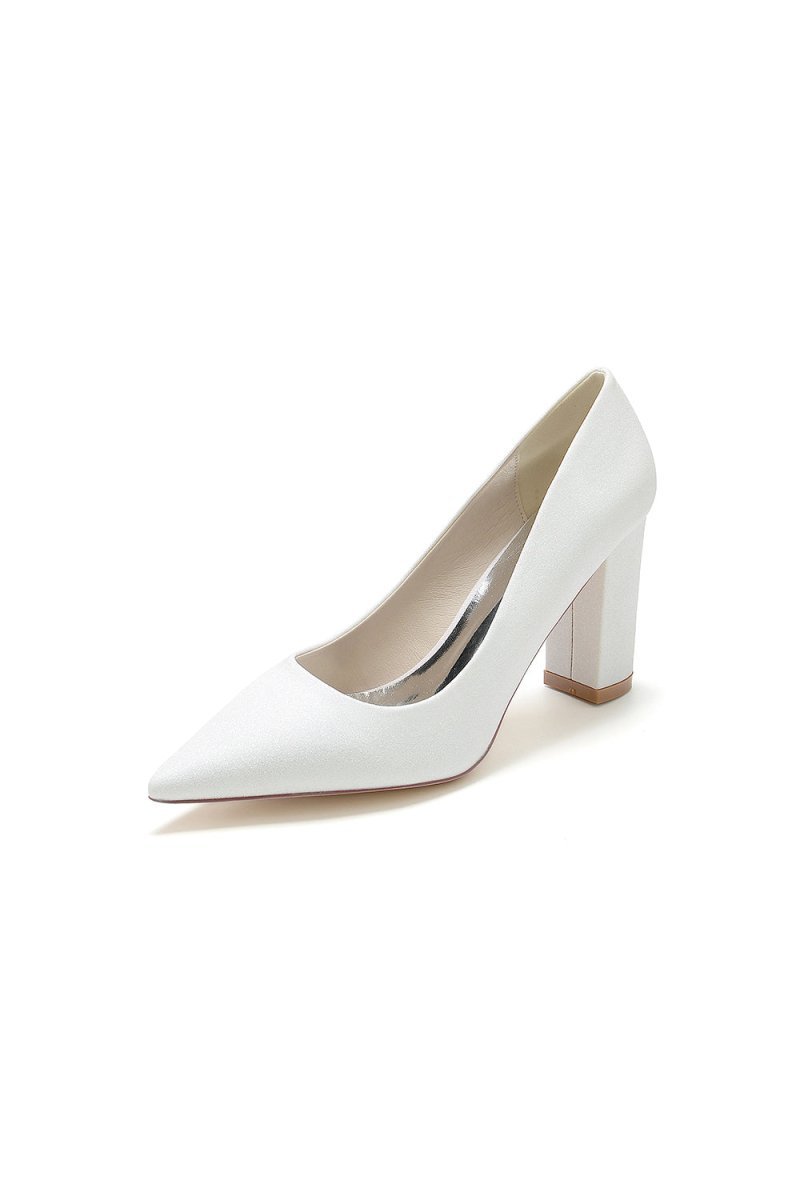 Simple Glitter Pointed Toe Slip - on Wedding Shoes - BOLODOO