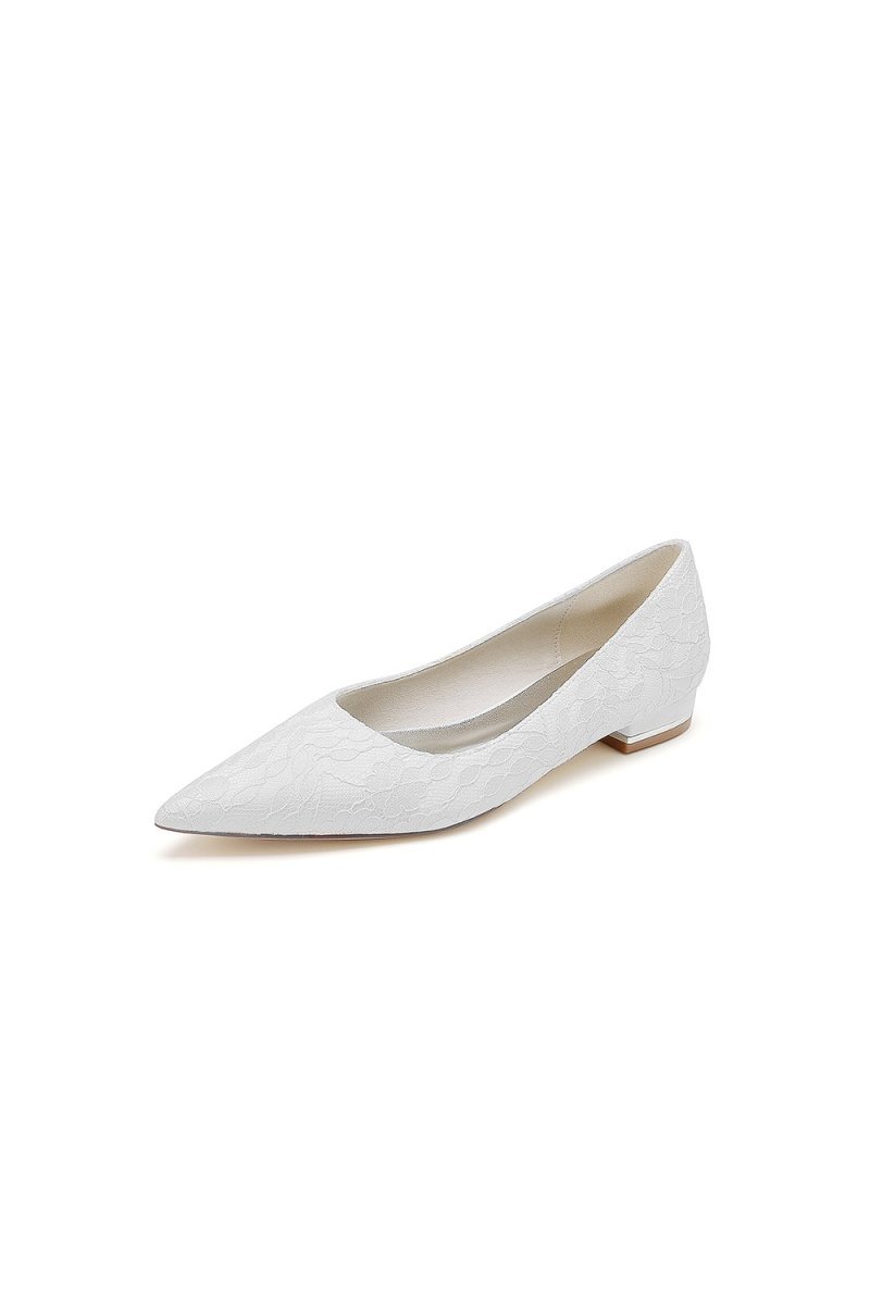 Simple Lace Pointed Toe Kitten Heels - BOLODOO