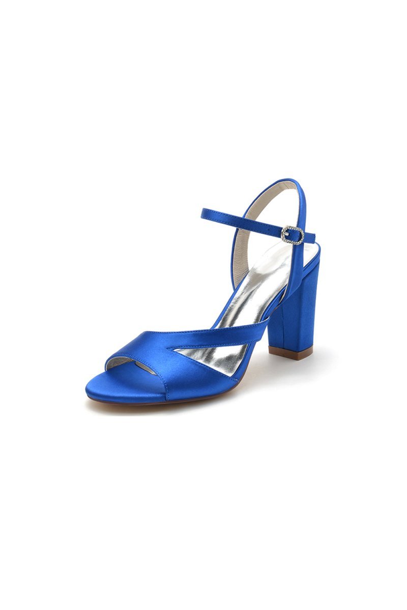 Simple Open Toe Block Heels with Ankle Strap - BOLODOO