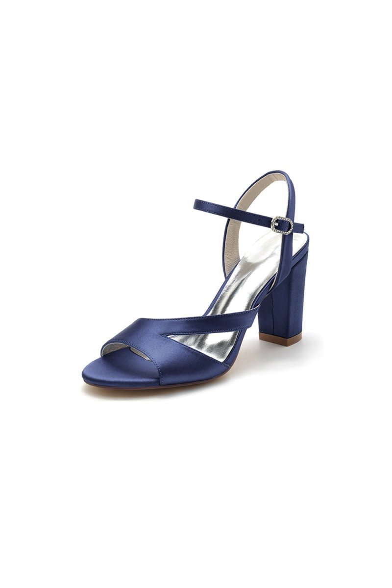 Simple Open Toe Block Heels with Ankle Strap - BOLODOO