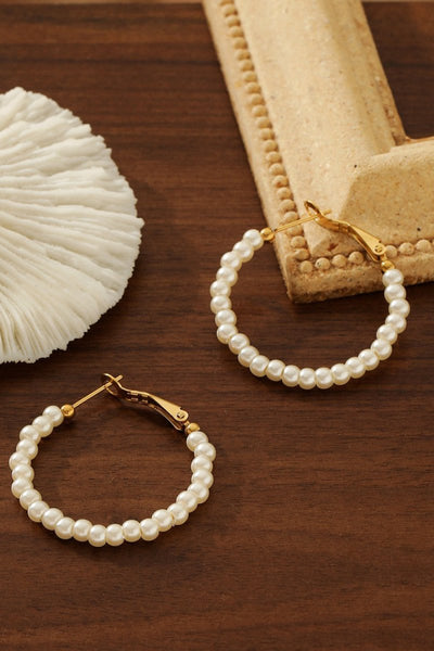 Simple Pearl Hoop Earrings