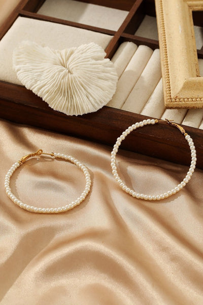 Simple Pearl Hoop Earrings - BOLODOO